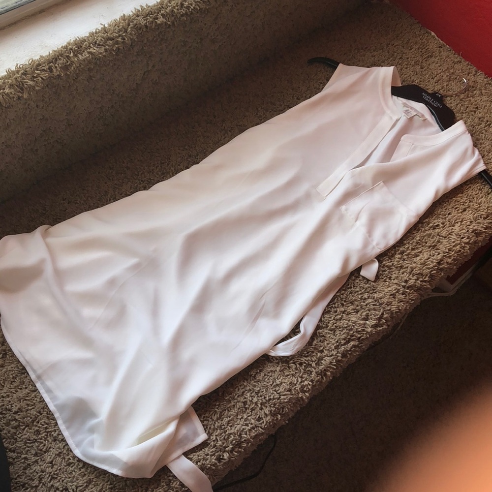White dress with built in slip for coverage!
